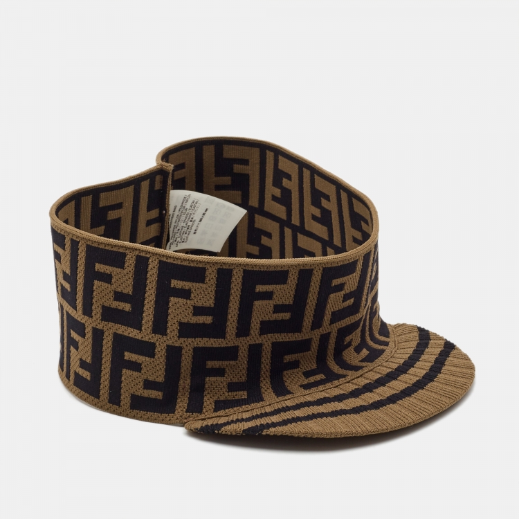 Fendi Brown Black Nylon FF Stretch Visor Fendi The Luxury Closet