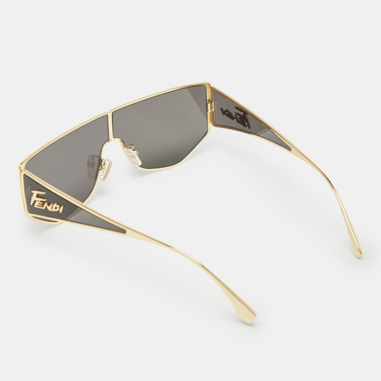 Pre Owned Fendi Black/Gold FE40051 Disco Geometric Sunglasses