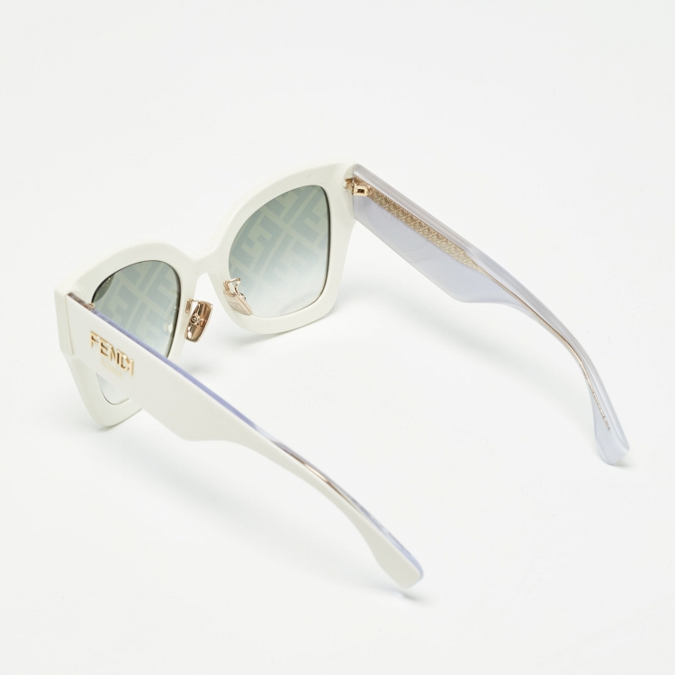 Pre Owned Fendi White Gradient FF0434/G/S Cat Eye Sunglasses