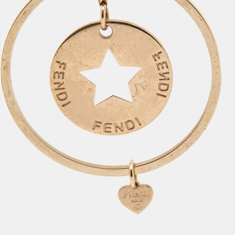 Pre Owned Fendi Identification Gold Tone Earrings