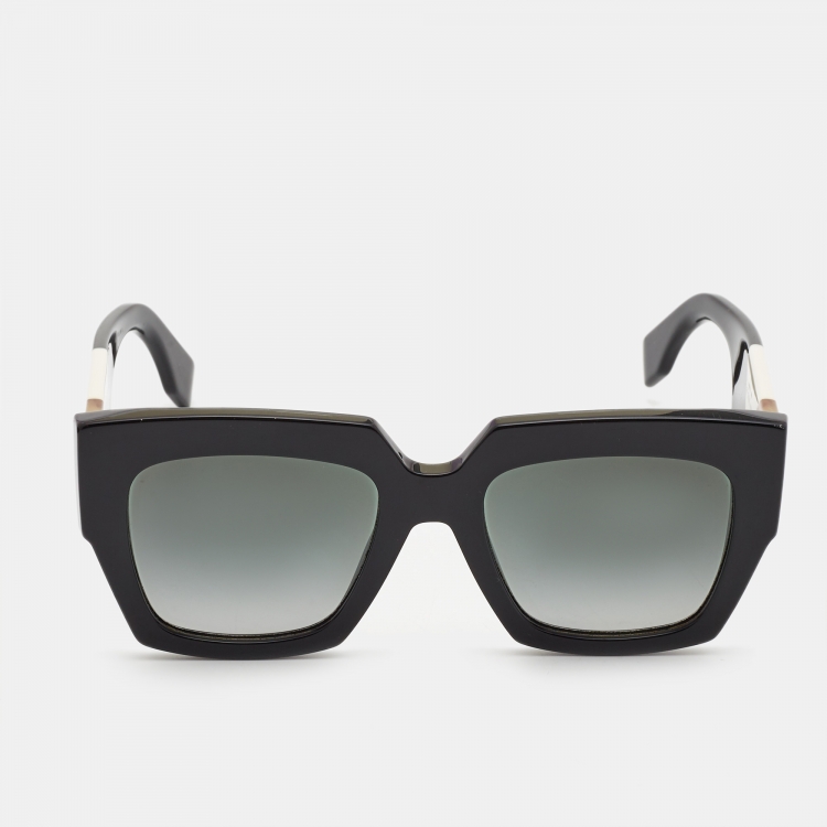 Pre Owned Fendi Black Gradient FF0263/S Facets Square Sunglasses
