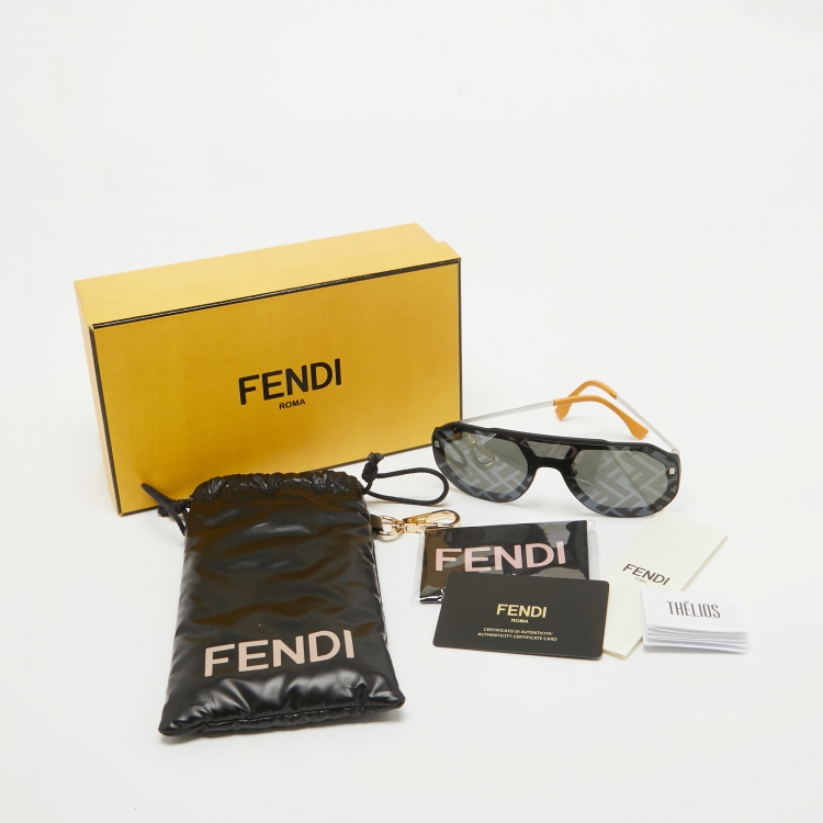 Pre Owned Fendi Black/Mustard FF40006U FF Evolution Shield Sunglasses