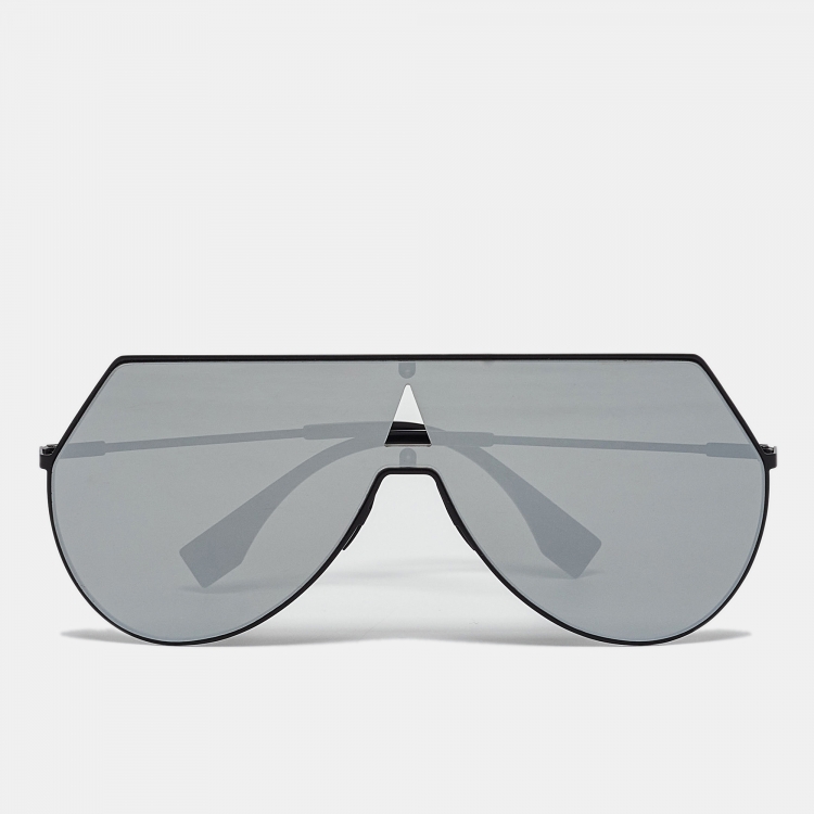 Pre Owned Fendi Black Mirrored FF 0193/S Shield Sunglasses
