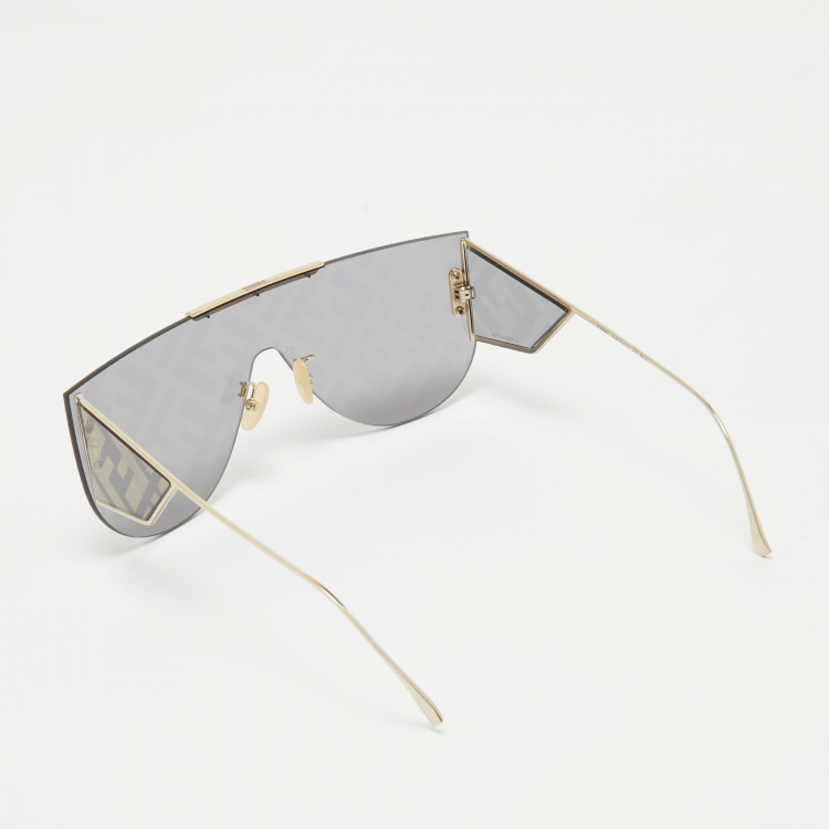 Pre Owned Fendi Black/Gold FFM0093/S  FF Shield Sunglasses