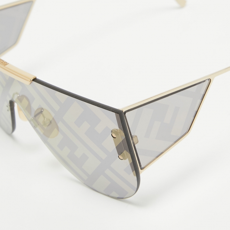 Pre Owned Fendi Black/Gold FFM0093/S  FF Shield Sunglasses