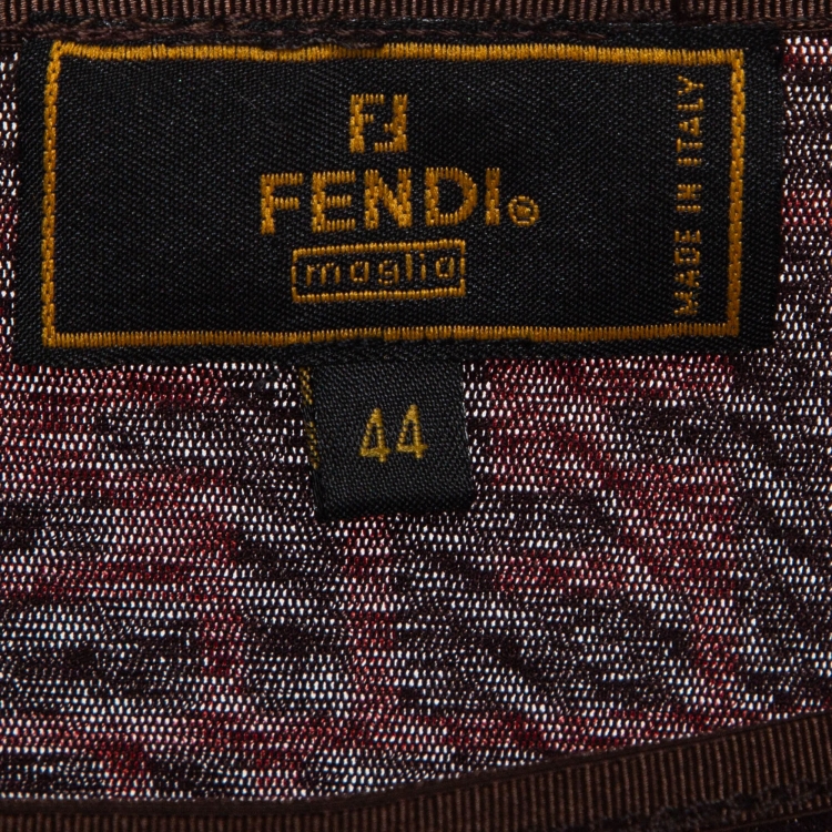 Pre Owned Fendi Vintage Red/Black Monogram Print Jersey Maxi Skirt M