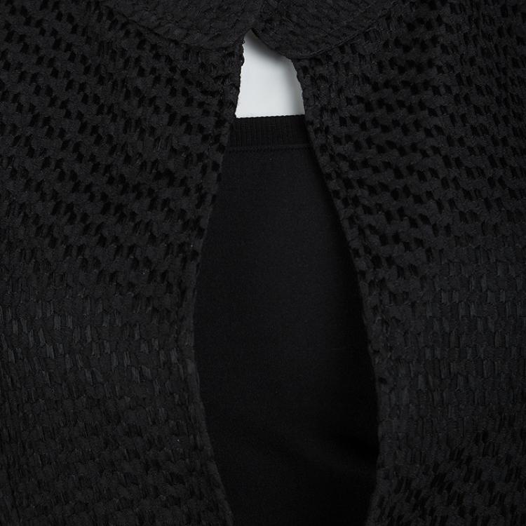 Pre Owned Fendi Black Textured Short Sleeve Blazer S