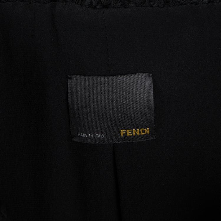 Pre Owned Fendi Black Textured Short Sleeve Blazer S