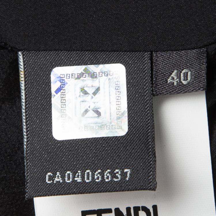 Pre Owned Fendi Black Textured Short Sleeve Blazer S