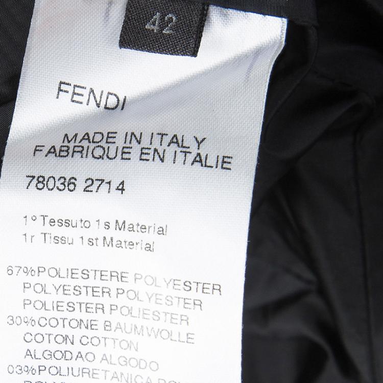Pre Owned Fendi Black Zucca Pattern Zip Front Jacket M