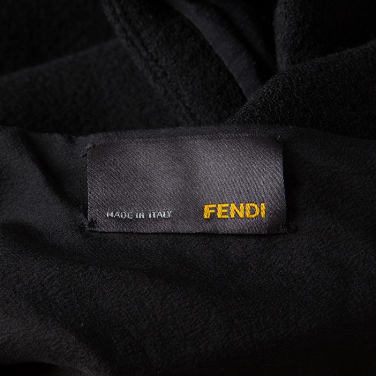 Pre Owned Fendi Black Crepe Ruffle Detail Cold Shoulder Dress M