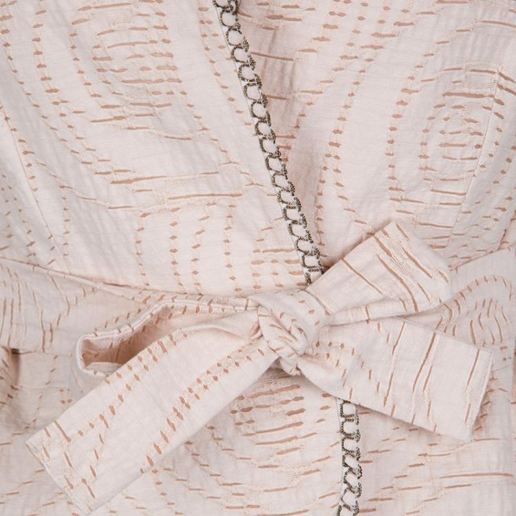 Pre Owned Fendi Blush Pink Perforated Patterned Dress and Shrug Set M