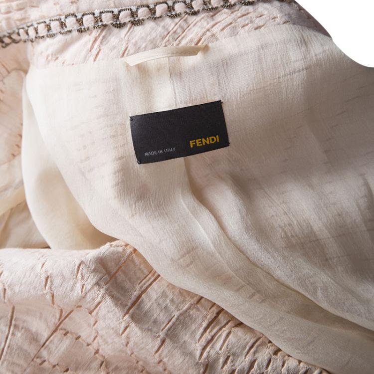 Pre Owned Fendi Blush Pink Perforated Patterned Dress and Shrug Set M