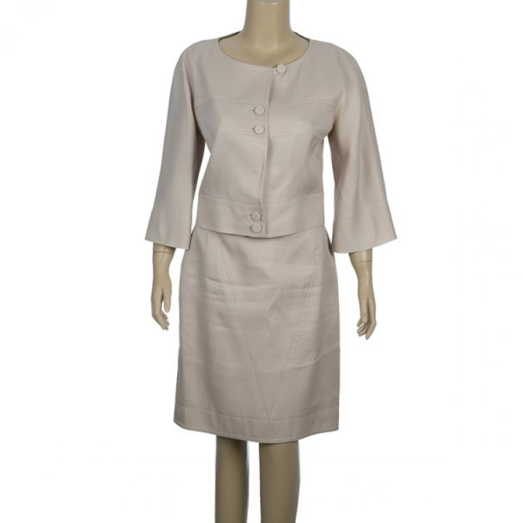 مملوكة مسبقًا Fendi Collarless Silk Skirt Suit M