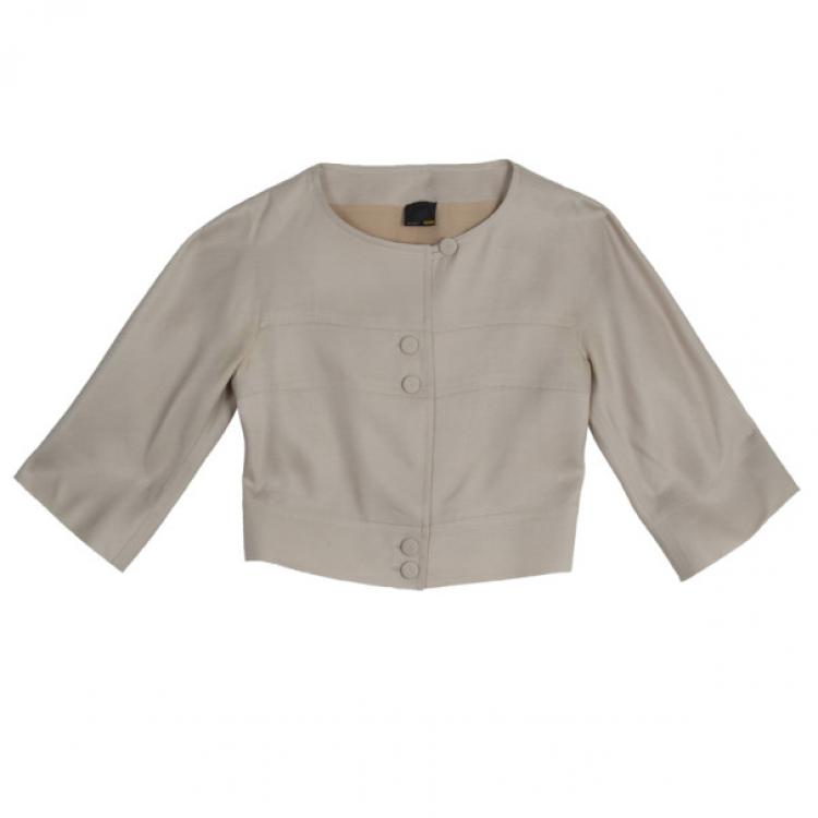 مملوكة مسبقًا Fendi Collarless Silk Skirt Suit M