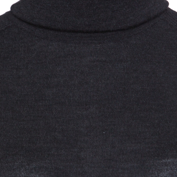 Pre Owned Fendi Grey Wool Armhole Cutout Detail Ruffled Cuff Sweater M