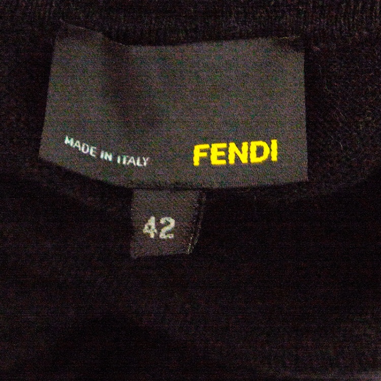 Pre Owned Fendi Grey Wool Armhole Cutout Detail Ruffled Cuff Sweater M