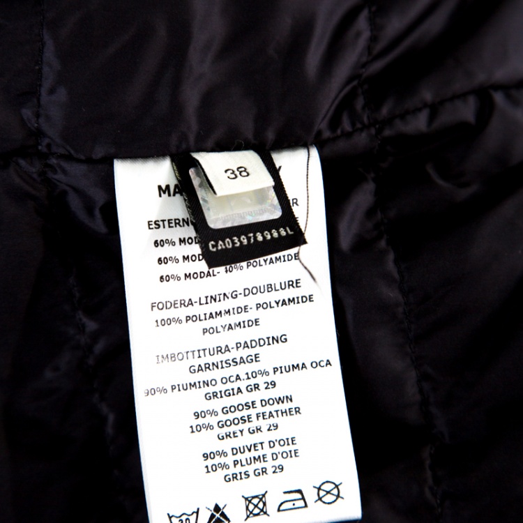 Pre Owned Fendi Karlito Black Logo Applique Detail Quilted Down Bomber Jacket S