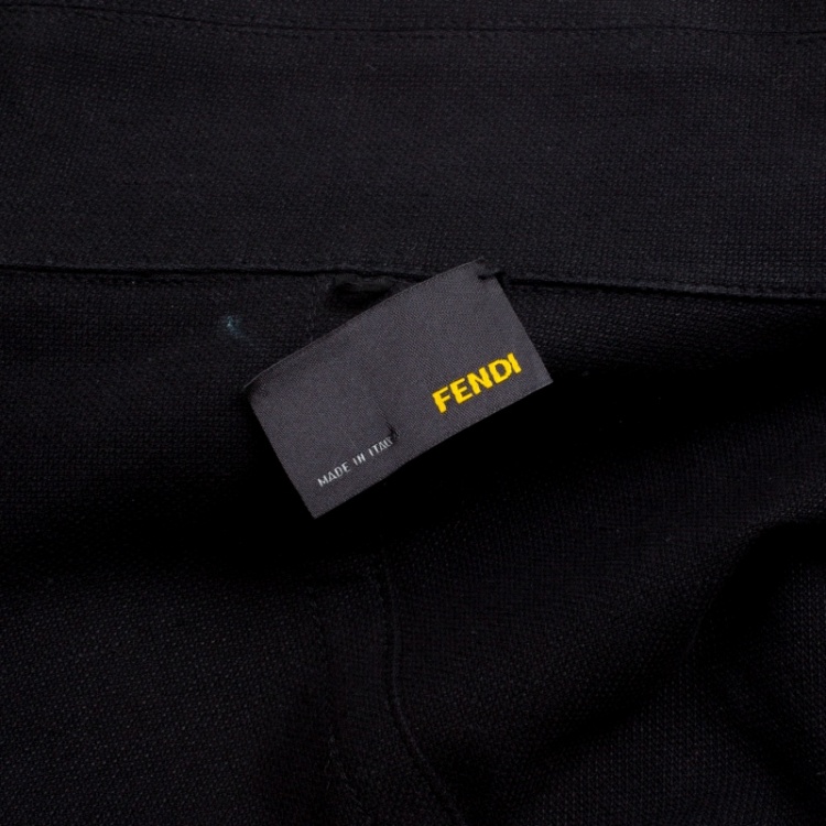 Pre Owned Fendi Black Cotton Double Breasted Dress Coat S