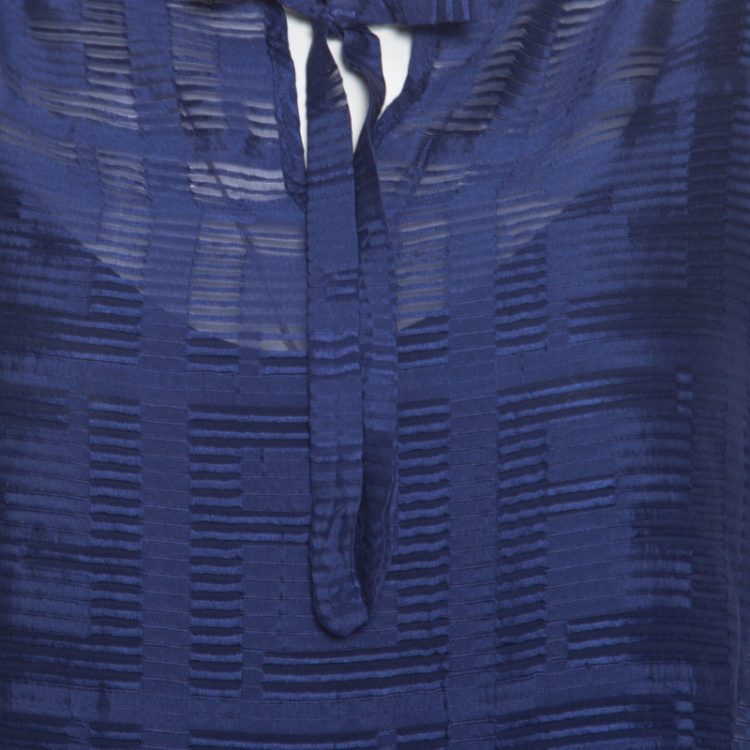 Pre Owned Fendi Cobalt Blue Logo Patterned Silk Beach Cover up Kaftan ( One Size )