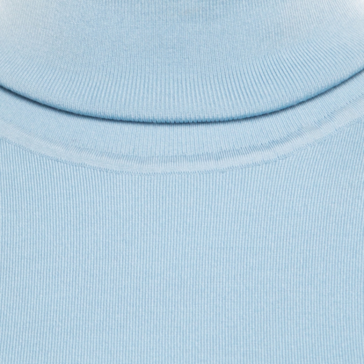 Pre Owned Fendi Powder Blue Cashmere Ruffled Elbow Patch Detail Turtleneck Pullover S