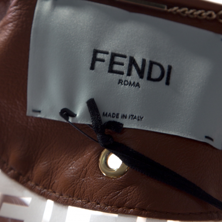 Pre Owned Fendi White Plastic and Leather Zucca Logo Monogramed Coat M 
