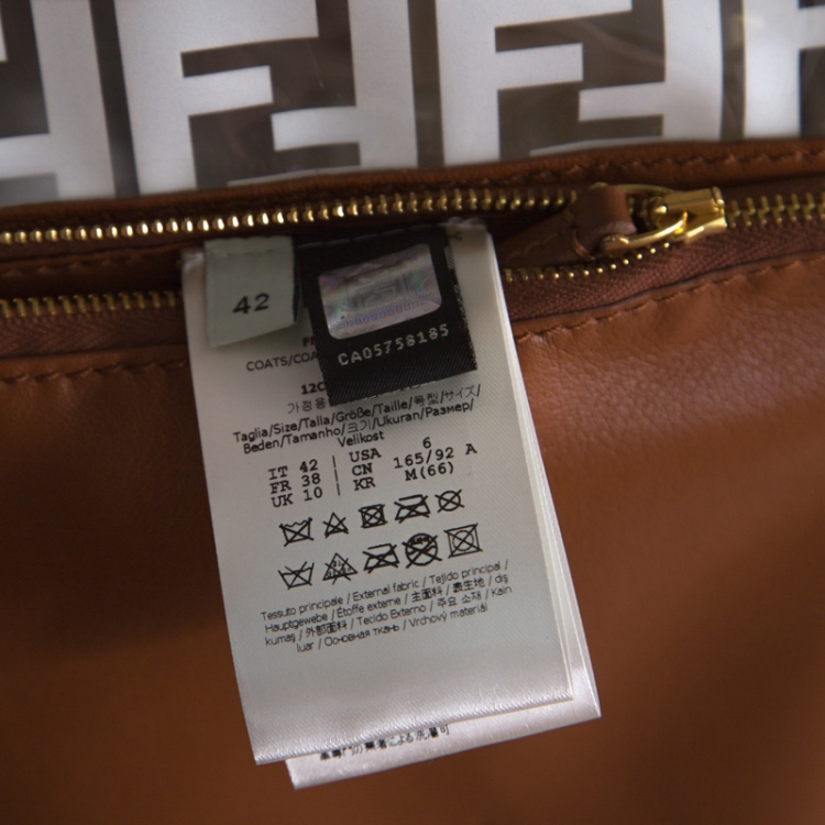Pre Owned Fendi White Plastic and Leather Zucca Logo Monogramed Coat M 
