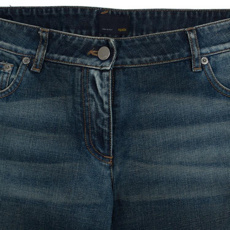 Pre Owned Fendi Embroidered Denim Jeans S