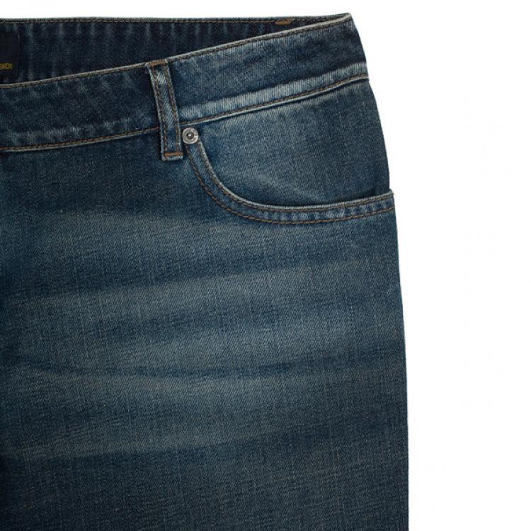 Pre Owned Fendi Embroidered Denim Jeans S
