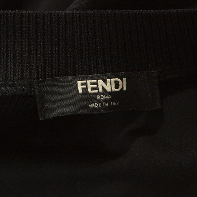 Pre Owned Fendi Black Cotton Stud Embellished Logo Detail T-Shirt S