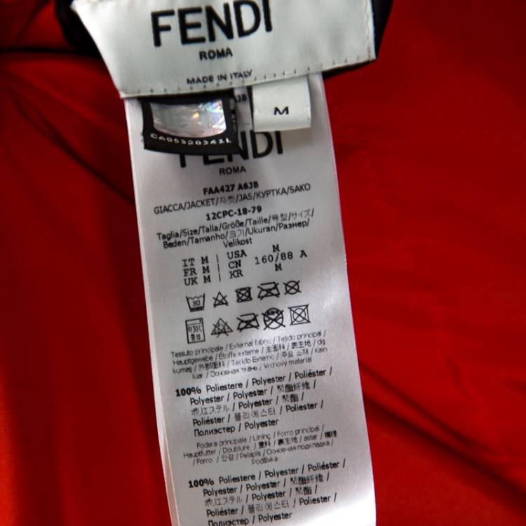 Pre Owned Fendi Bicolor Zucca Monogram Technical Fabric Reversible Down Puffer Jacket M