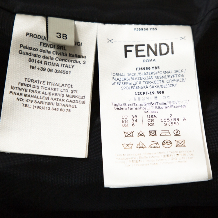 Pre Owned Fendi Navy Blue Wool Blend Striped Cuff Detail Tailored Blazer S