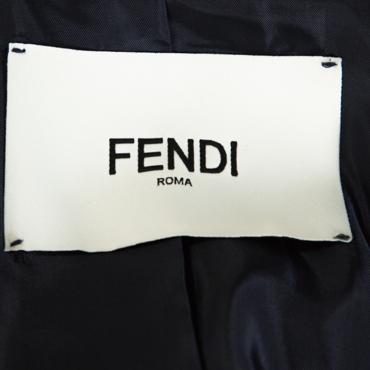 Pre Owned Fendi Navy Blue Wool Blend Striped Cuff Detail Tailored Blazer S