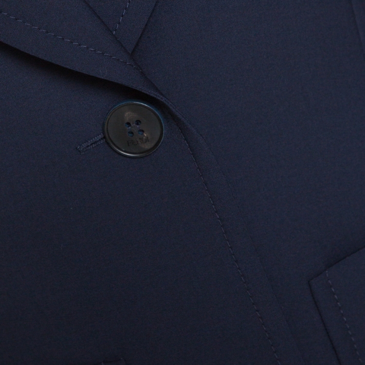 Pre Owned Fendi Navy Blue Wool Blend Striped Cuff Detail Tailored Blazer S