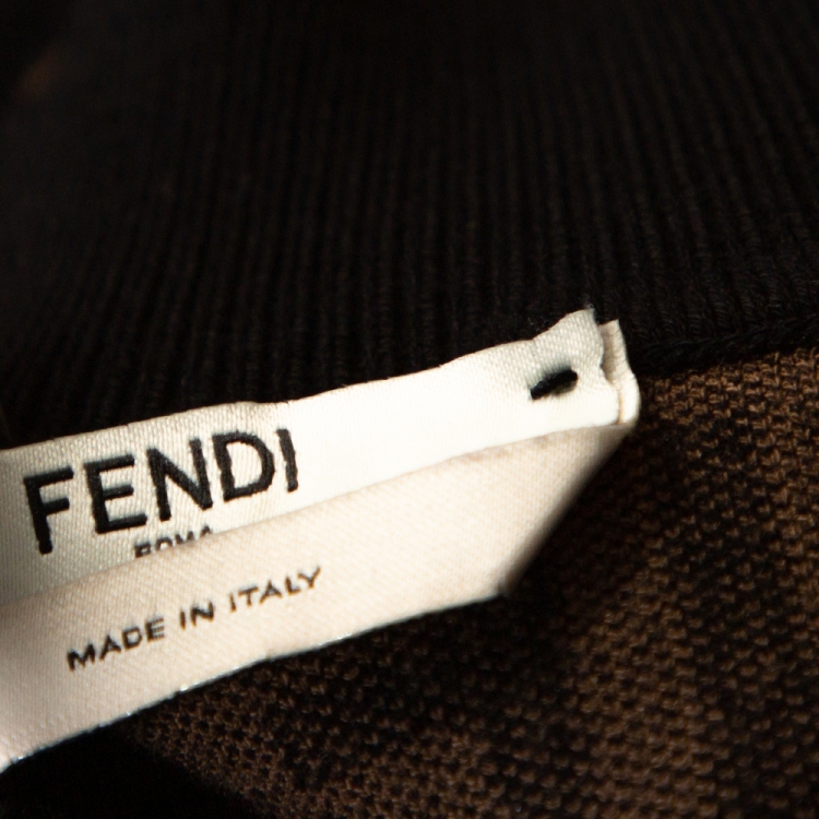 Pre Owned Fendi Brown Zucca Monogram Intarsia Knit Pencil Skirt S 