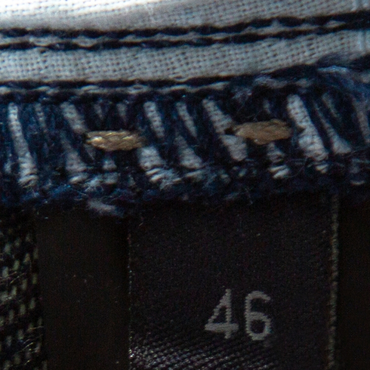 Pre Owned Fendi Indigo Denim & Leather Trim Straight Leg Jeans L