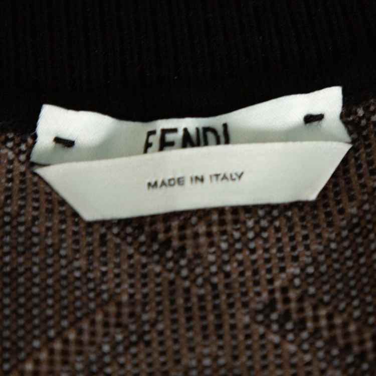 Pre Owned Fendi Black Monogram Pattern Knit Mini Skirt S