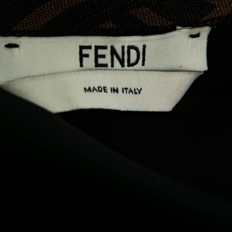Pre Owned Fendi Brown Zucca Print Mesh Midi Dress S
