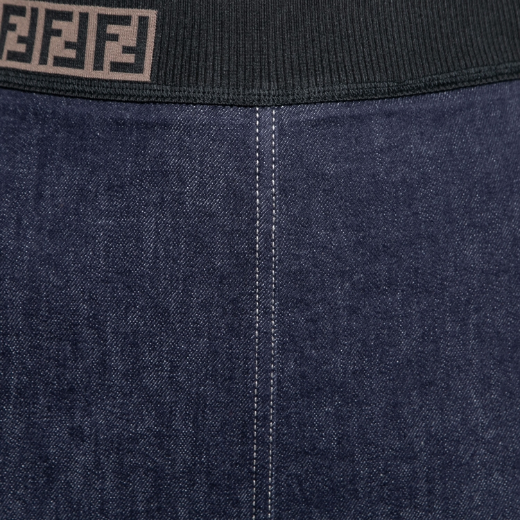 Pre Owned Fendi Dark Blue Denim Pencil Skirt S