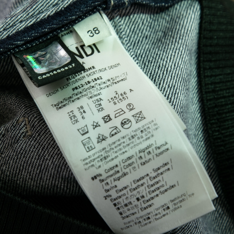 Pre Owned Fendi Dark Blue Denim Pencil Skirt S