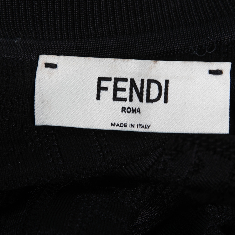 Pre Owned Fendi Black Zucca Monogram Knit Pullover Top S 