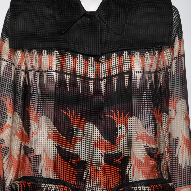 Pre Owned Fendi Black Printed Mesh Button Front Lightweight Jacket S