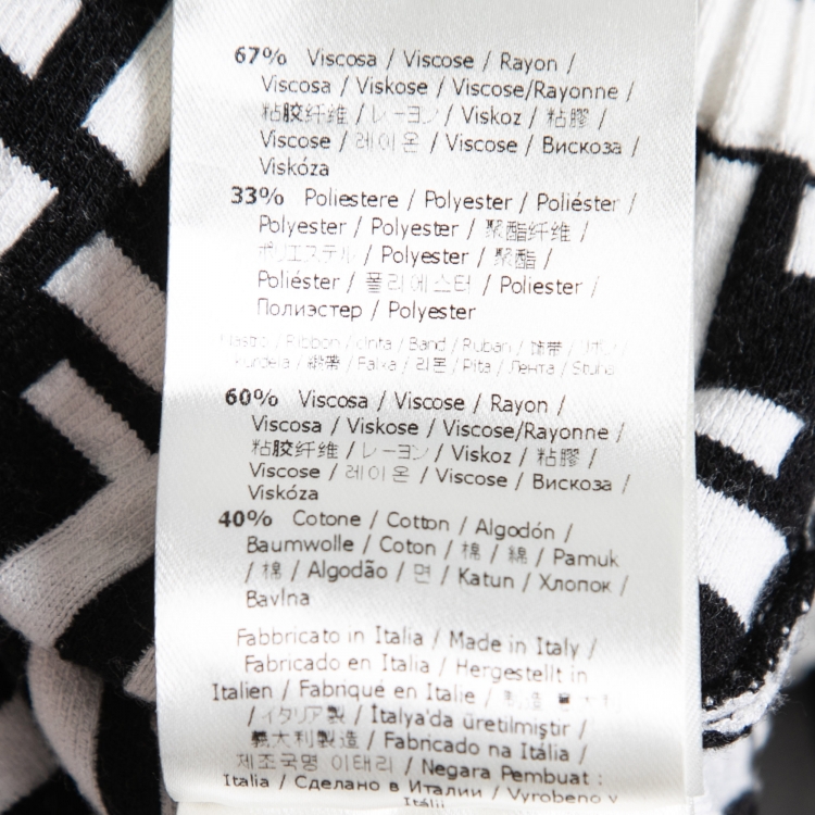 Pre Owned Fendi Monochrome Zucca Jacquard Rib Knit Trimmed Top XS