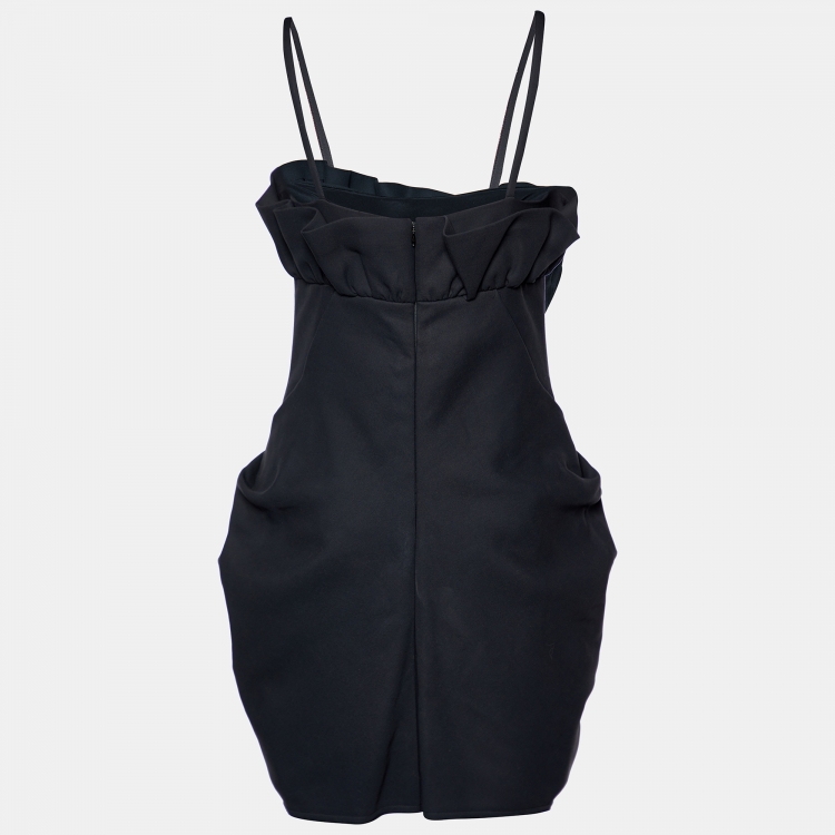 Pre Owned Fendi Black Knit Ruffled Mini Dress M