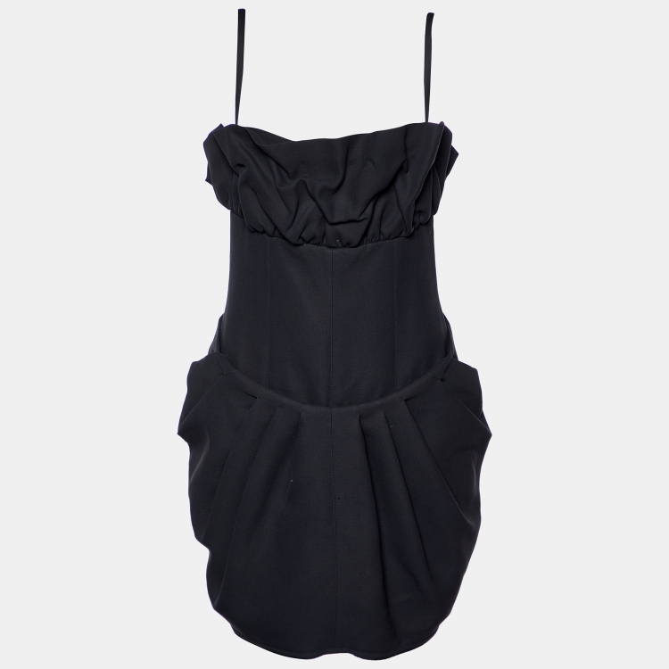 Pre Owned Fendi Black Knit Ruffled Mini Dress M