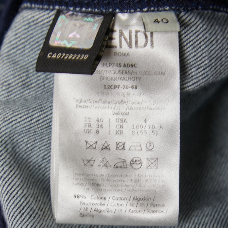 Pre Owned Fendi Blue Denim Boot Cut High Waisted Jeans S Waist 28"