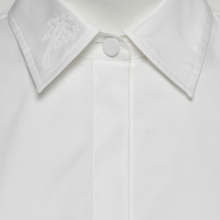 Pre Owned Fendi White Oxford Cotton Off-Shoulder Top S