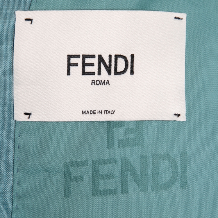 Pre Owned Fendi Aqua Green Wool Single-Breasted Long Coat S