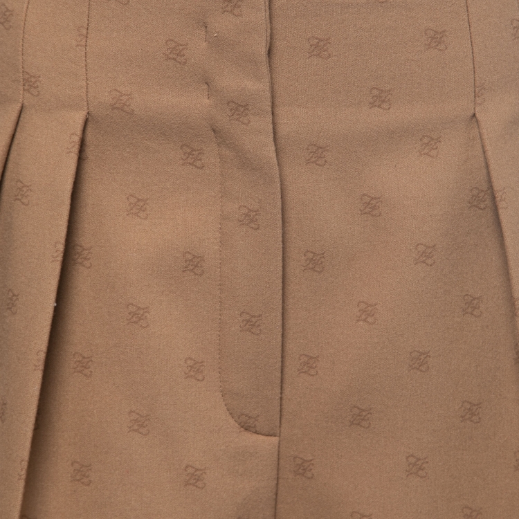 Pre Owned Fendi Brown FF Karligraphy Wool & Cashmere Shorts M