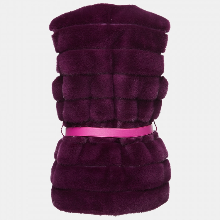 Pre Owned Fendi Purple Fox Fur Belted Vest M